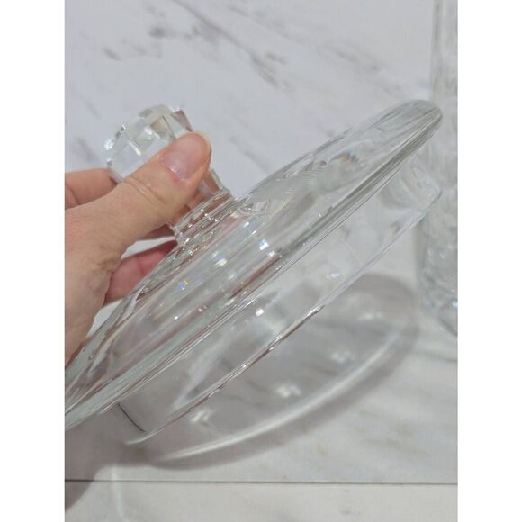 Unbranded Vintage Clear Heavy Lead Crystal Cookie Jar With Lid - Picture 3 of 9